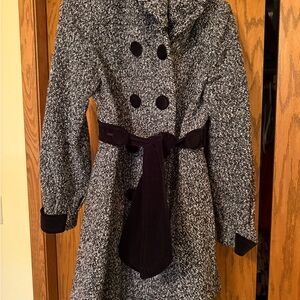 Chinese Laundry Black and White Tweed Trench Coat